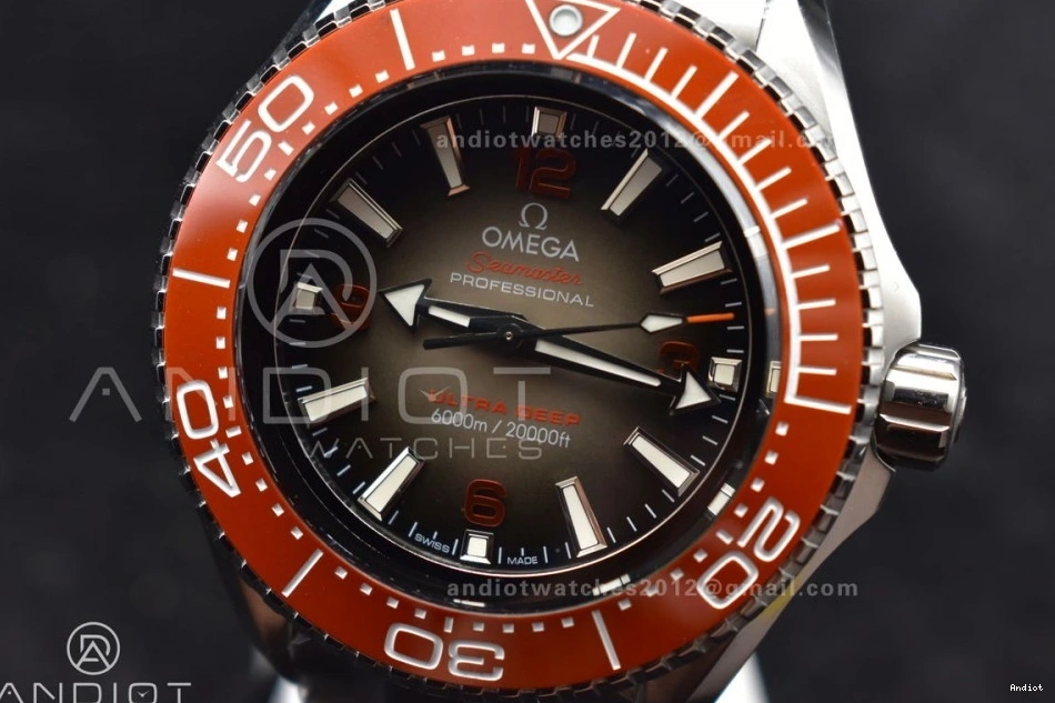 Gray 1:1 SS Seamaster SS A2824 Deep Bracelet Ultra Dial 6000M Edition on Orange Bezel Ceramic TF Best 1111
